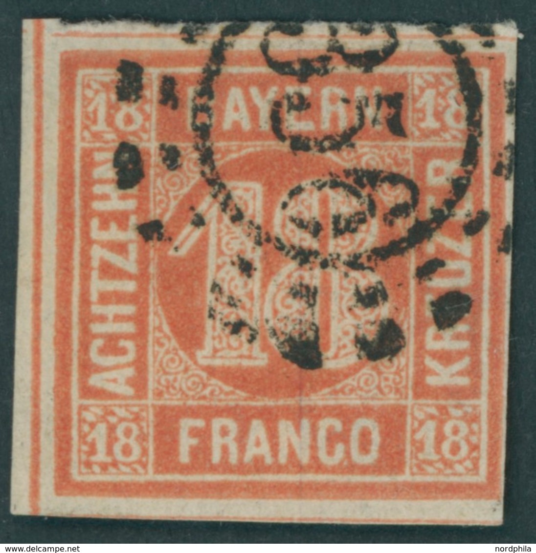 BAYERN 13b O, 1866, 18 Kr. Blassrot, Offener MR-Stempel 356, Voll-breitrandig, Kabinett, Gepr. Brettl, Mi. 600.- - Sonstige & Ohne Zuordnung