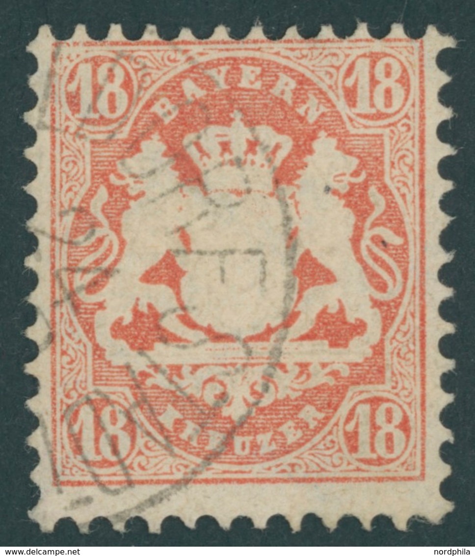 BAYERN 27Xb O, 1870, 18 Kr. Dunkelziegelrot, Wz. Enge Rauten, K1 MÜHLDORF STADT, Pracht, Gepr. Brettl, Mi. 240.- - Sonstige & Ohne Zuordnung