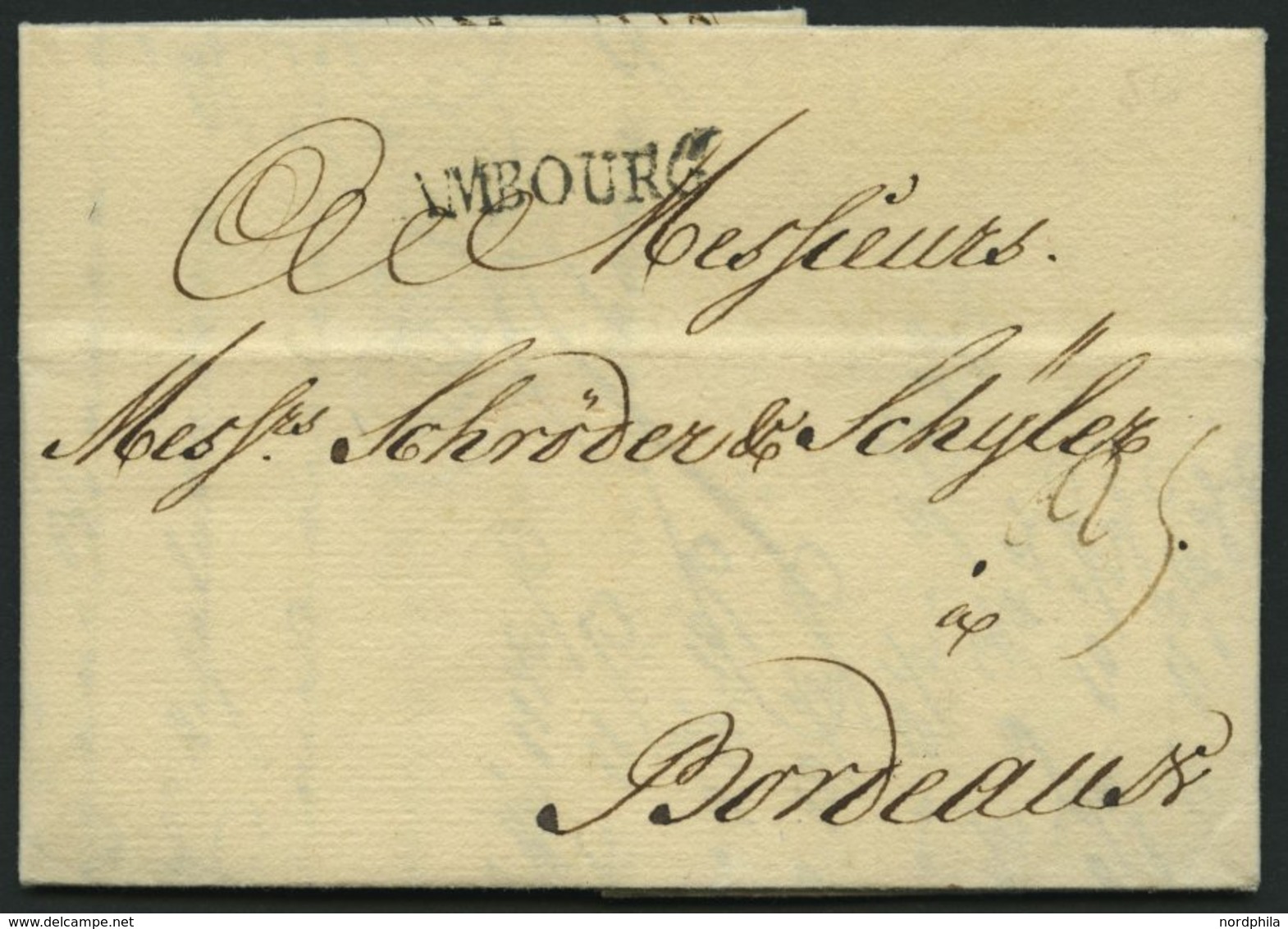 HAMBURG VORPHILA 1756, HAMBOURG, L1 Auf Brief Nach Bordeaux, Pracht - Vorphilatelie