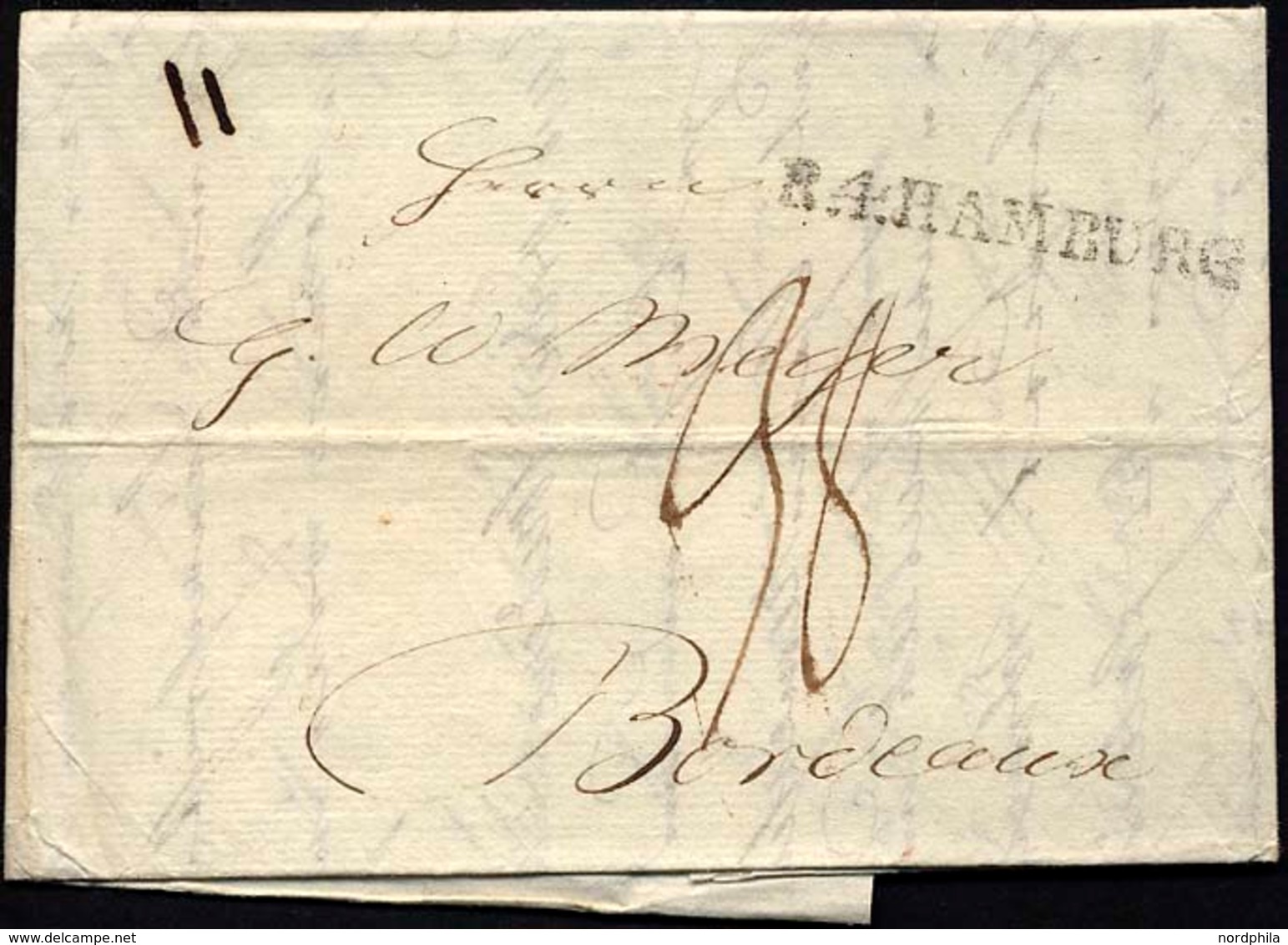 HAMBURG 1805, R.4. HAMBURG, L1 Auf Brief Nach Bordeaux, Pracht - Prephilately