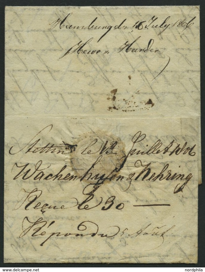 HAMBURG VORPHILA 1806, R.4. HAMBURG, Forwarded-Letter (Heise Und Harder) Von Stettin Nach Hamburg Und Dann Nach Bordeaux - Prephilately