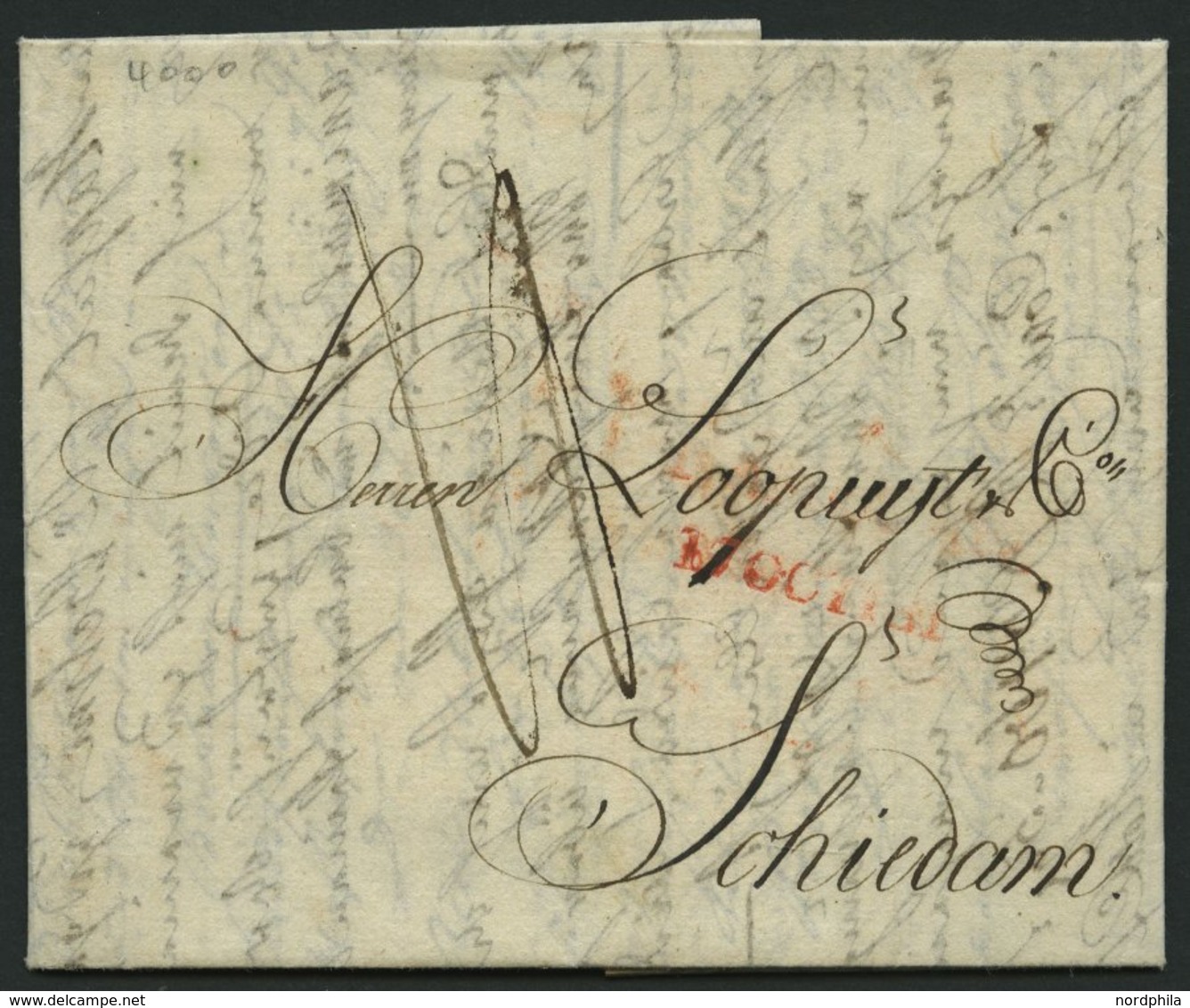 HAMBURG - GRENZÜBERGANGSSTEMPEL 1817, Forwarded-Letter Von Stettin über Hamburg Nach Schiedam, Vorderseitig Roter Unlese - Prefilatelia
