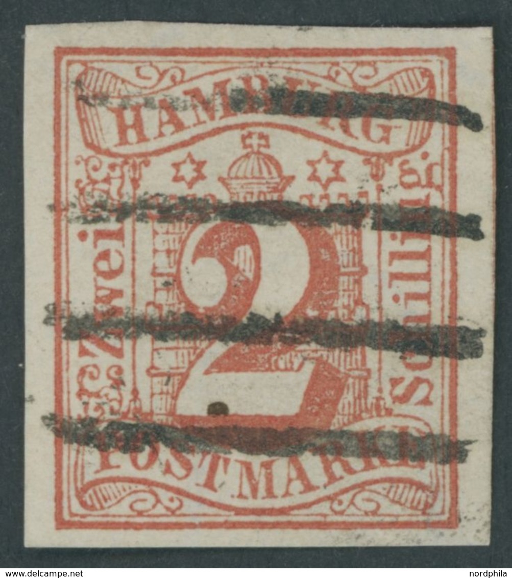 HAMBURG 3 O, 1859, 2 S. Orangerot, Breitrandig, Pracht, Mi. 130.- - Hambourg