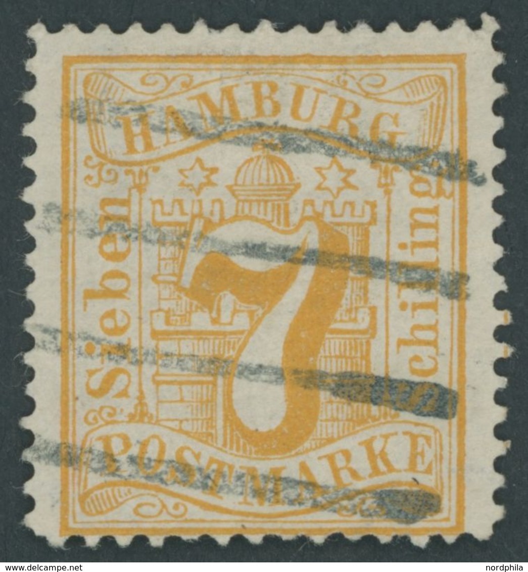 HAMBURG 17 O, 1864, 7 S. Gelblichorange, Normale Zähnung, Pracht, Signiert Thier, Mi. 150.- - Hambourg