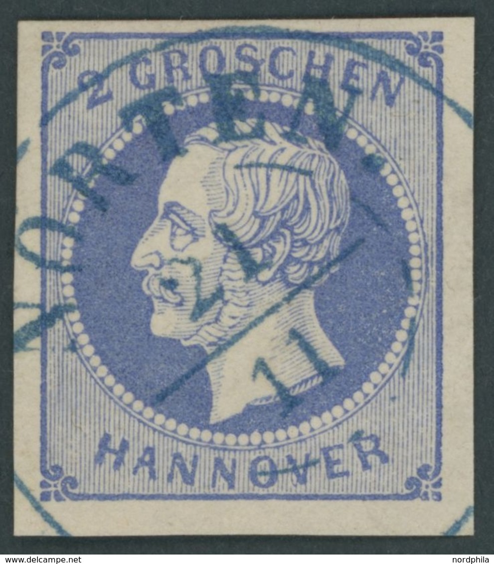 HANNOVER 15a O, 1859, 2 Gr. Blau, Idealer Blauer Stempel NORTEN, Kabinett - Hanover
