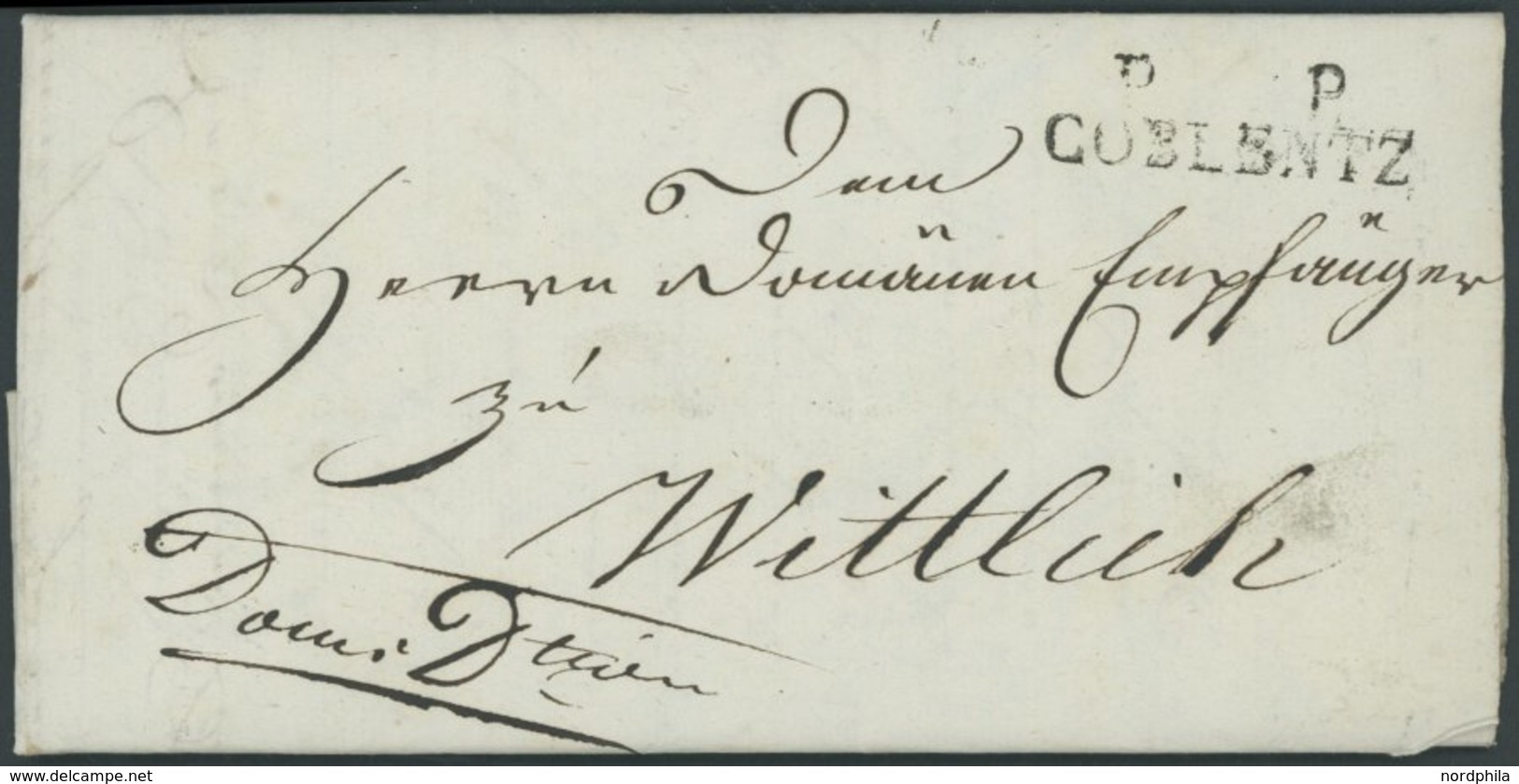 PREUSSEN PP COBLENZ, L2, Aptierter Departmentstempel Auf Brief (1814) Nach Wittlich, Pracht - Prephilately