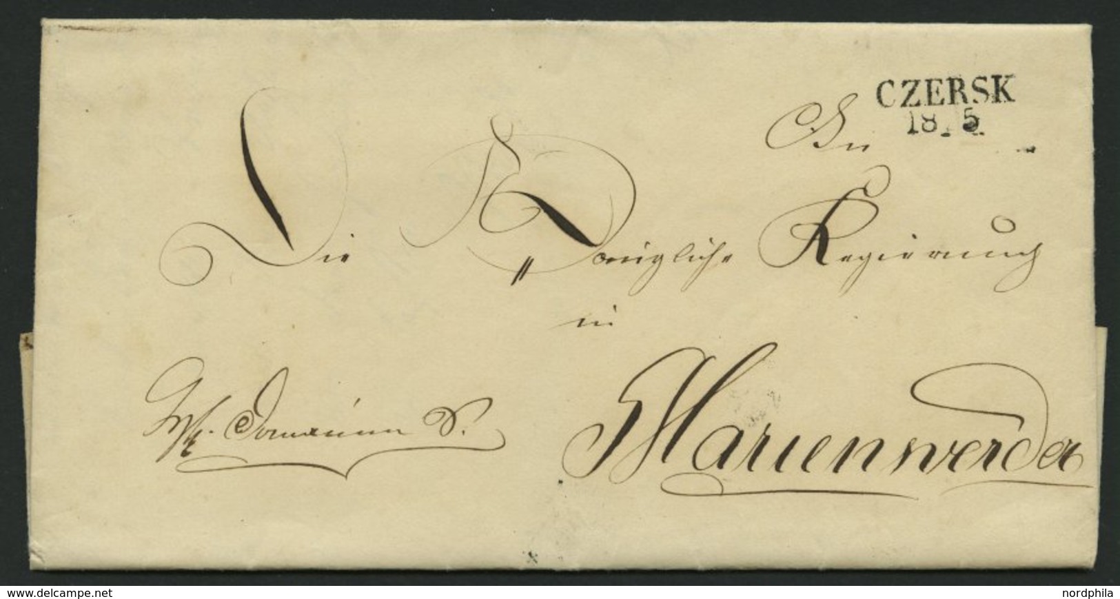 PREUSSEN CZERSK, L2 Auf Brief (1850) Nach Marienwerder, Pracht - Prephilately