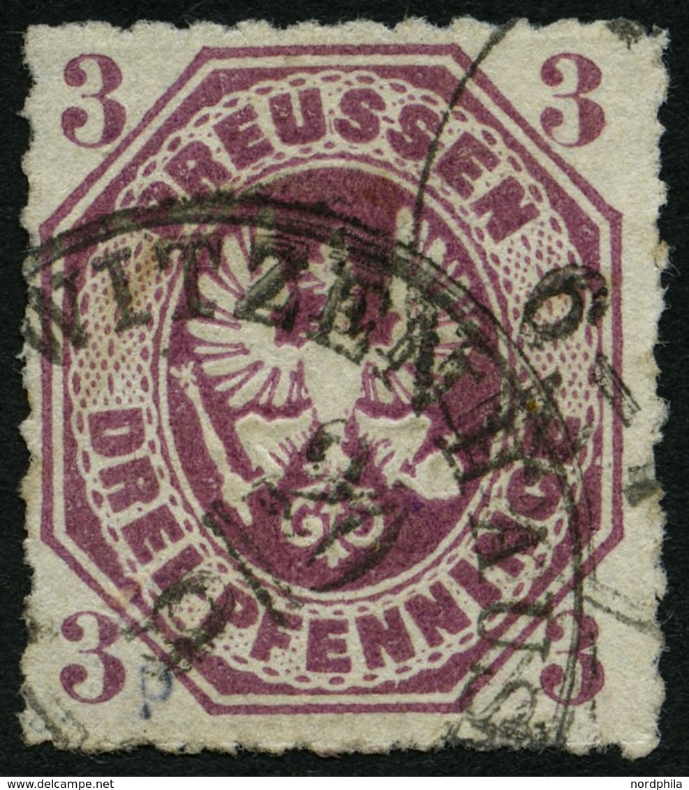 PREUSSEN 19b O, 1867, 3 Pf. Rotviolett, TuT-Stempel WITZENHAUSEN, Pracht, Gepr. U.a. W. Engel, Mi. 350.- - Autres & Non Classés