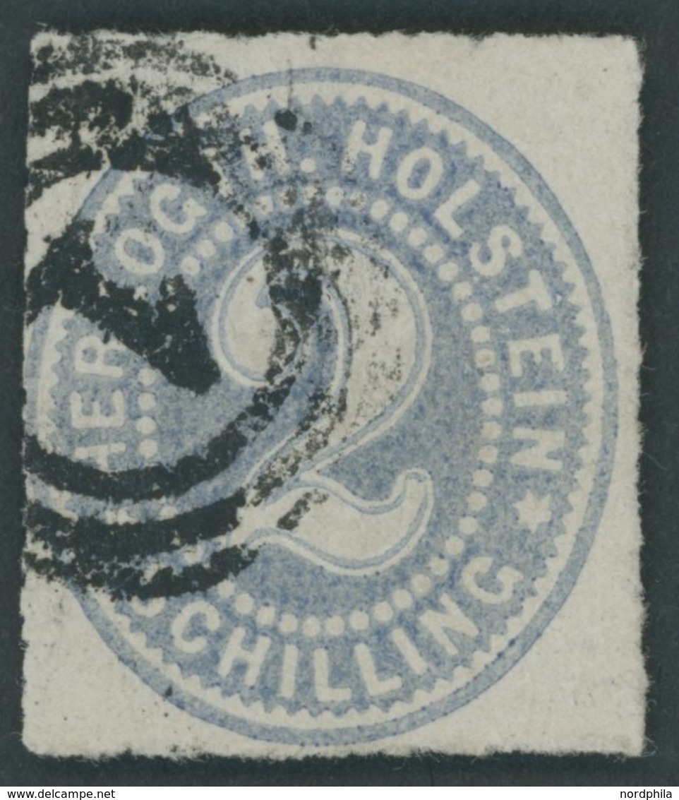 SCHLESWIG-HOLSTEIN 21 O, 1865, 2 S. Mittelgrauultramarin Mit Dänischem Nummernstempel 1, Pracht - Schleswig-Holstein