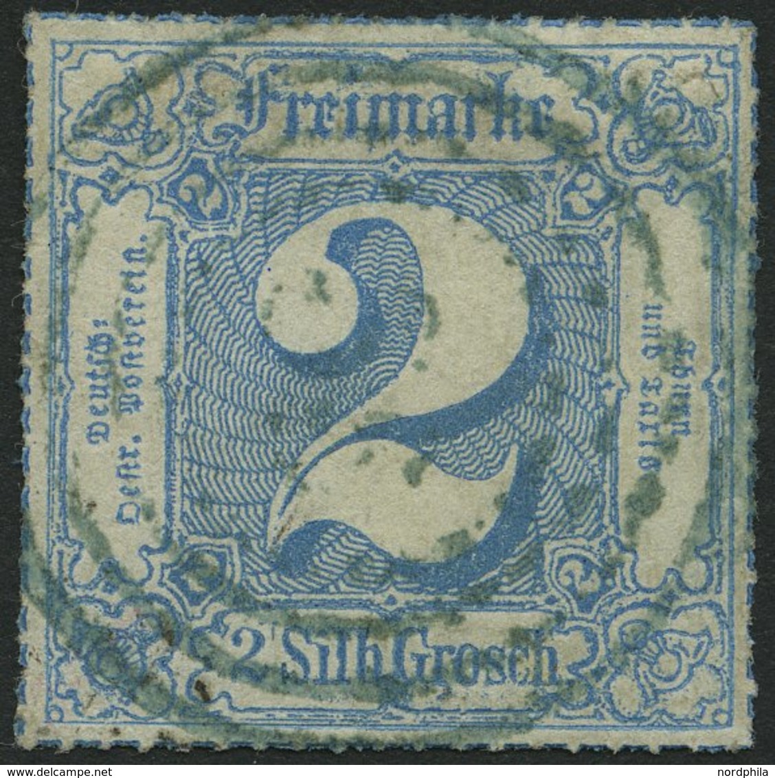 THURN Und TAXIS 49 O, 1866, 2 Gr. Mittelblau, Zentrischer Blauer Nummernstempel (Nummer Nicht Klar Erkennbar), Pracht, G - Other & Unclassified