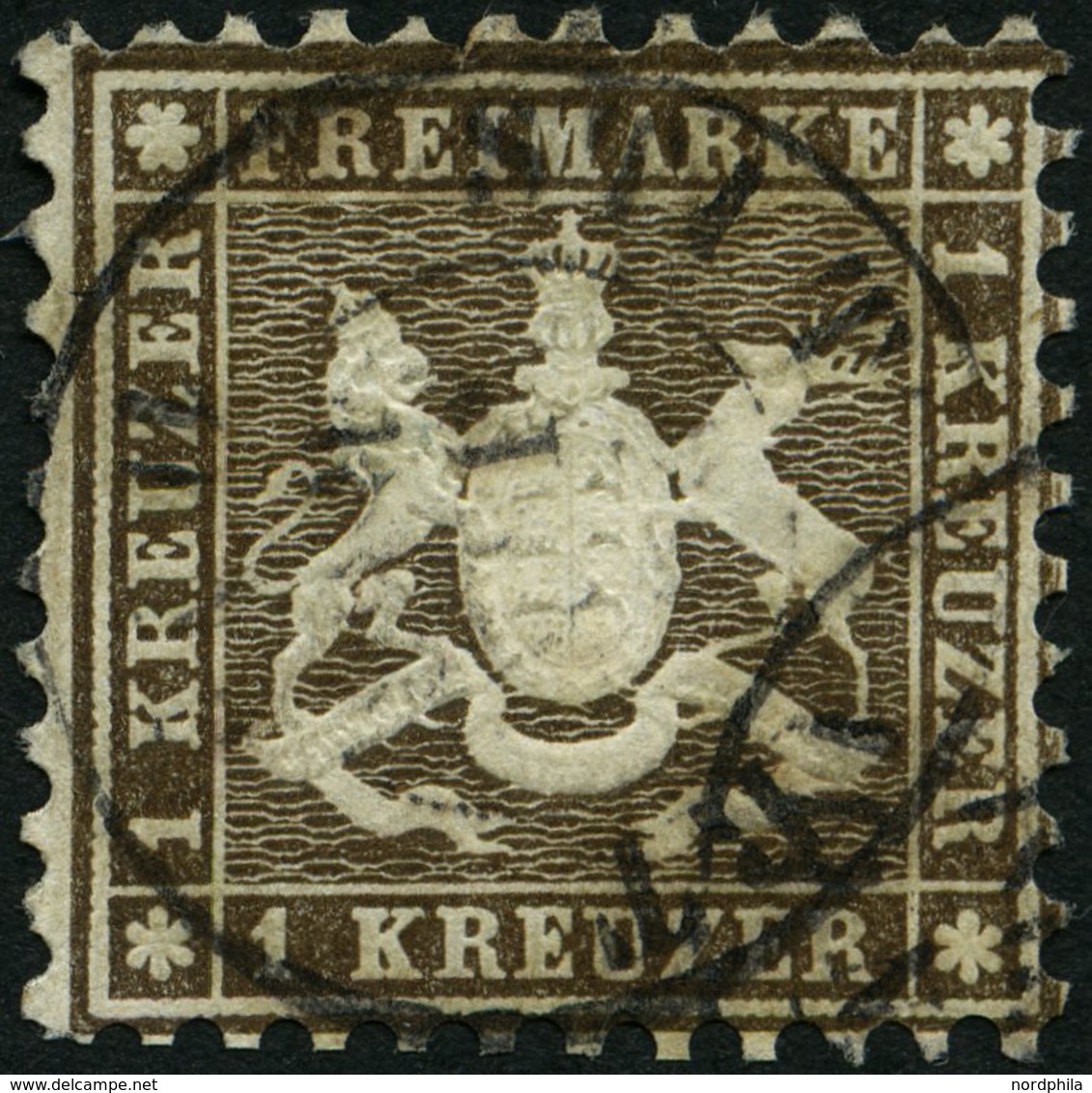 WÜRTTEMBERG 21 O, 1862, 1 Kr. Braun, Rückseitiger Tintenspiegel, üblich Gezähnt Pracht, Mi. 550.- - Altri & Non Classificati