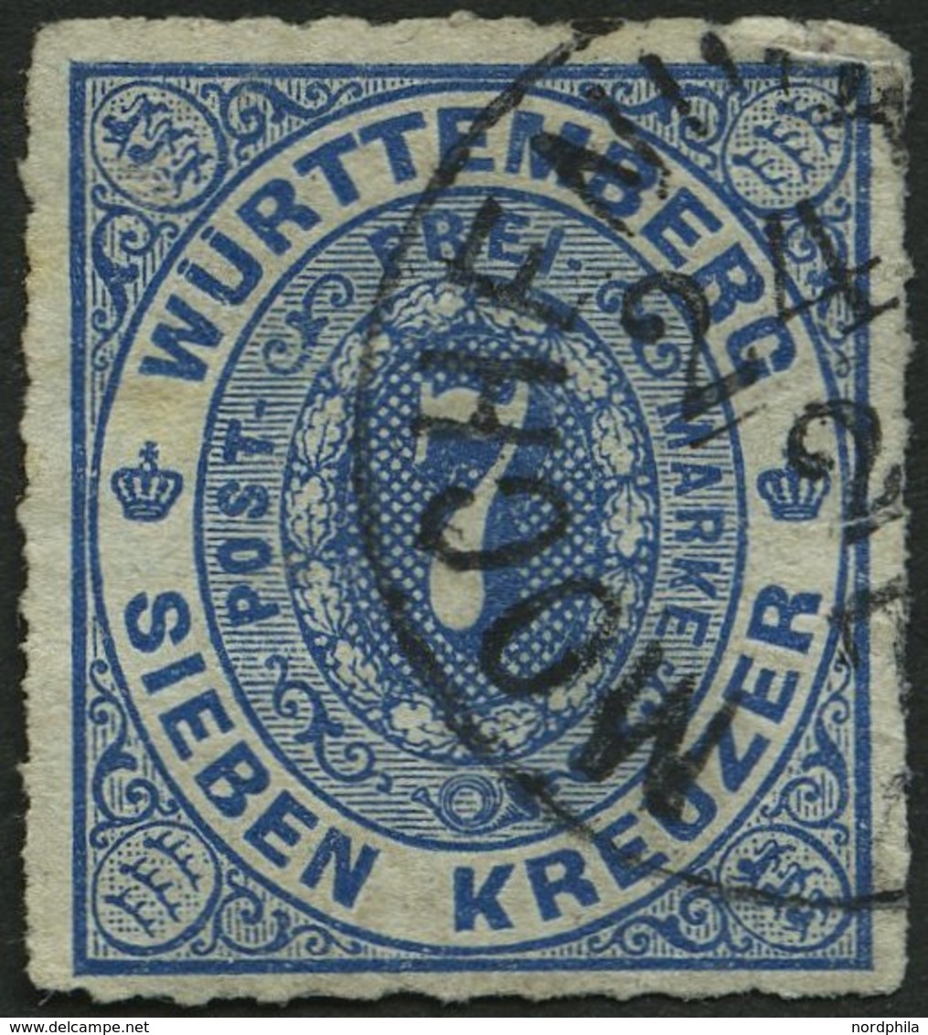 WÜRTTEMBERG 39a O, MOCHENWA(NGEN) Auf 7 Kr. Blau, Kleine Mängel, R! - Sonstige & Ohne Zuordnung