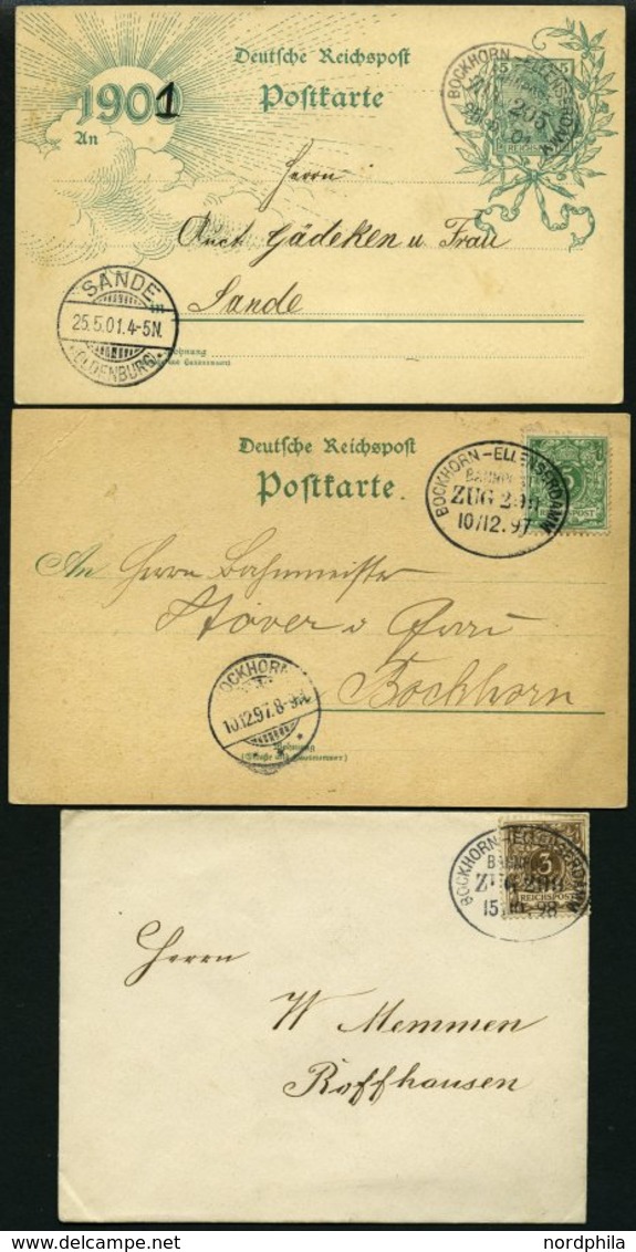 BAHNPOST Bochhorn-Ellenserdamm (Zug 205 Und 2x 209), 1897-1901, 3 Belege Fast Nur Pracht - Maschinenstempel (EMA)
