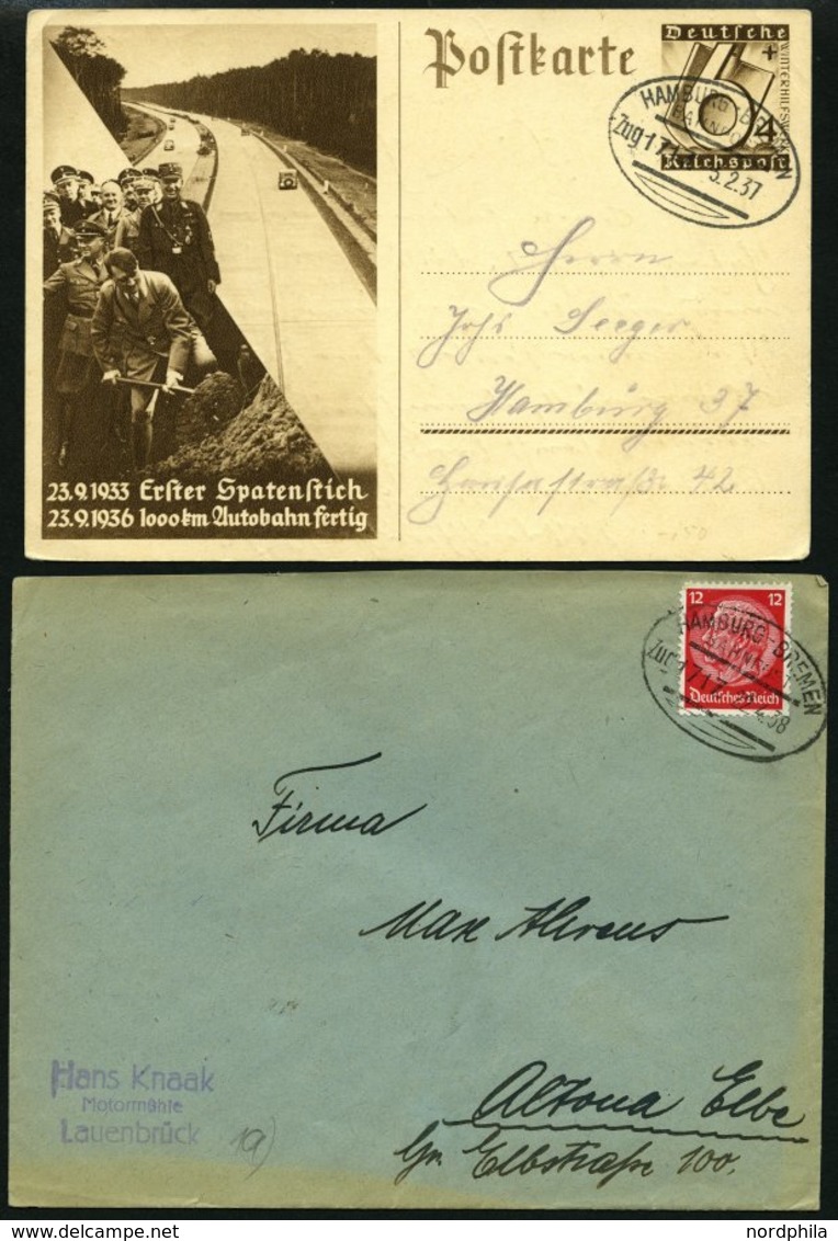 BAHNPOST Hamburg-Bremen (verschiedene Züge Und Typen), 1898-1958, 9 Belege Feinst/Pracht - Franking Machines (EMA)