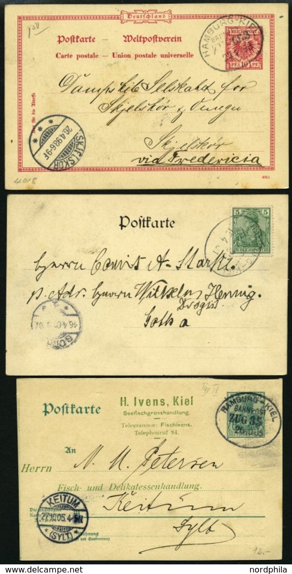 BAHNPOST Hamburg-Kiel, 20 Verschiedene Belege, 1892-1964, Meist Pracht - Maschinenstempel (EMA)