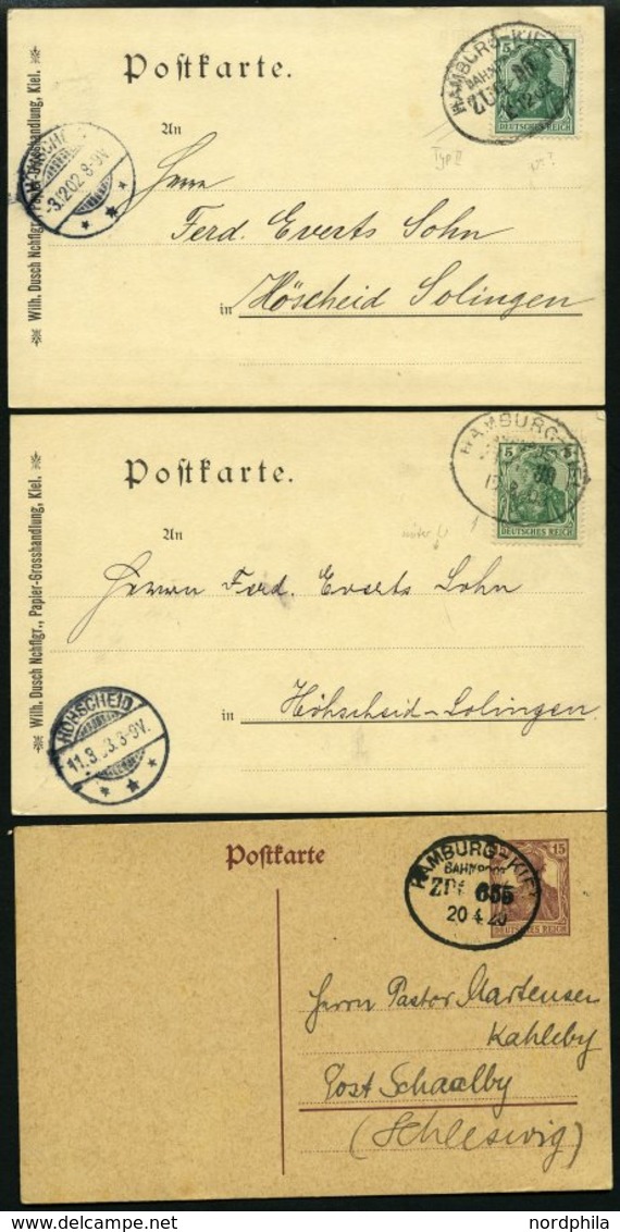 BAHNPOST Hamburg-Kiel, 20 Verschiedene Belege, 1892-1964, Meist Pracht - Maschinenstempel (EMA)