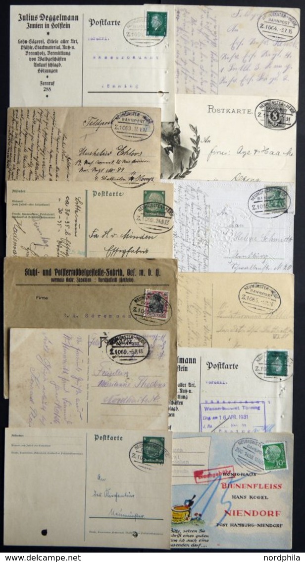 BAHNPOST Neumünster-Heide (aus Zug 1064-1471), 1914-58, 13 Belege, Meist Prachterhaltung - Franking Machines (EMA)