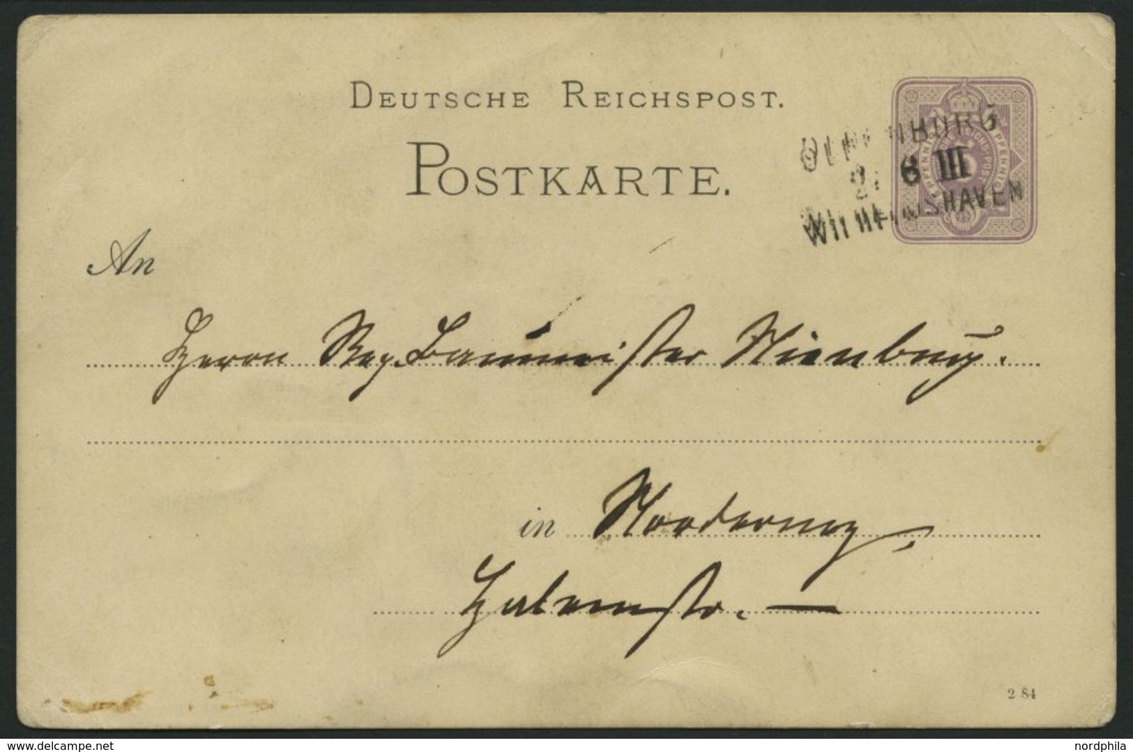 BAHNPOST DR P 12 BRIEF, Oldenburg-Wilhelmshafen, L3 Auf 5 Pf. Ganzsachenkarte Von 1885 Nach Norderney, Feinst - Maschinenstempel (EMA)