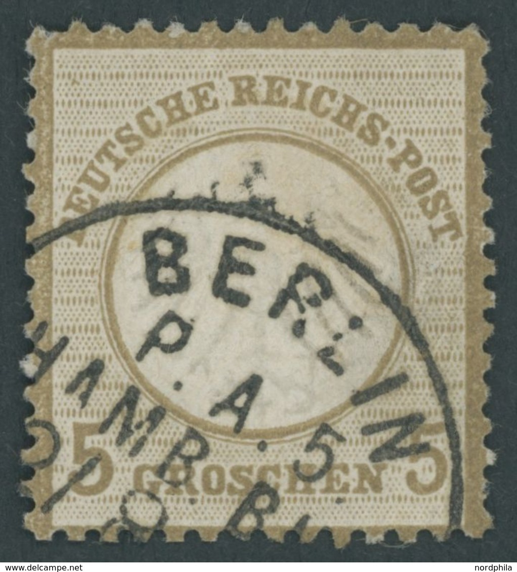 Dt. Reich 6 O, 1872, 5 Gr. Ockerbraun, Seltener K1 BERLIN P.A.5. HAMB. BHF., üblich Gezähnt Pracht, Mi. (120.-) - Used Stamps