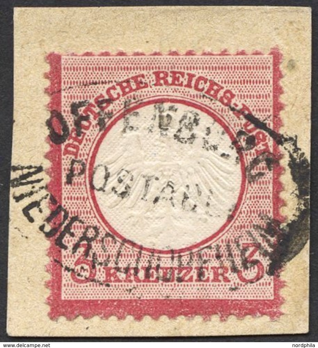 Dt. Reich 9 BrfStk, 1872, 3 Kr. Karmin, Postablagestempel OFFENBURG/NIEDERSCHROPFHEIM, Prachtbriefstück, Fotobefund Somm - Usati