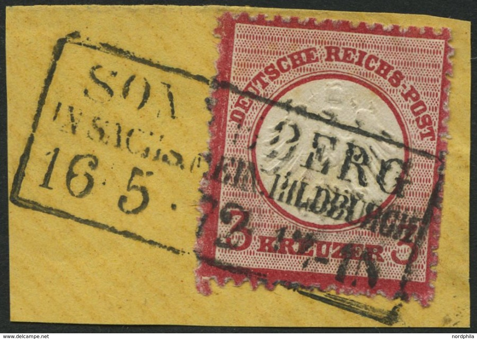 Dt. Reich 9 BrfStk, 1872, 3 Kr. Karmin, Rauhe Zähnung, R3 SONNEBERG IN SACHS. MEIN. HILDBURGH., Prachtbriefstück, Fotobe - Oblitérés