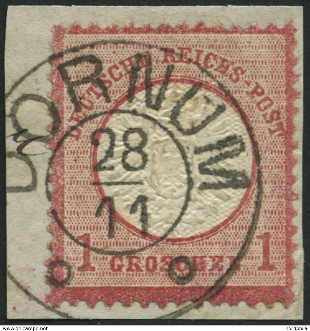 Dt. Reich 19 BrfStk, 1872, 1 Gr. Rotkarmin, Hannover K2 DORNUM, Kabinettbriefstück, Fotobefund Brugger - Gebraucht