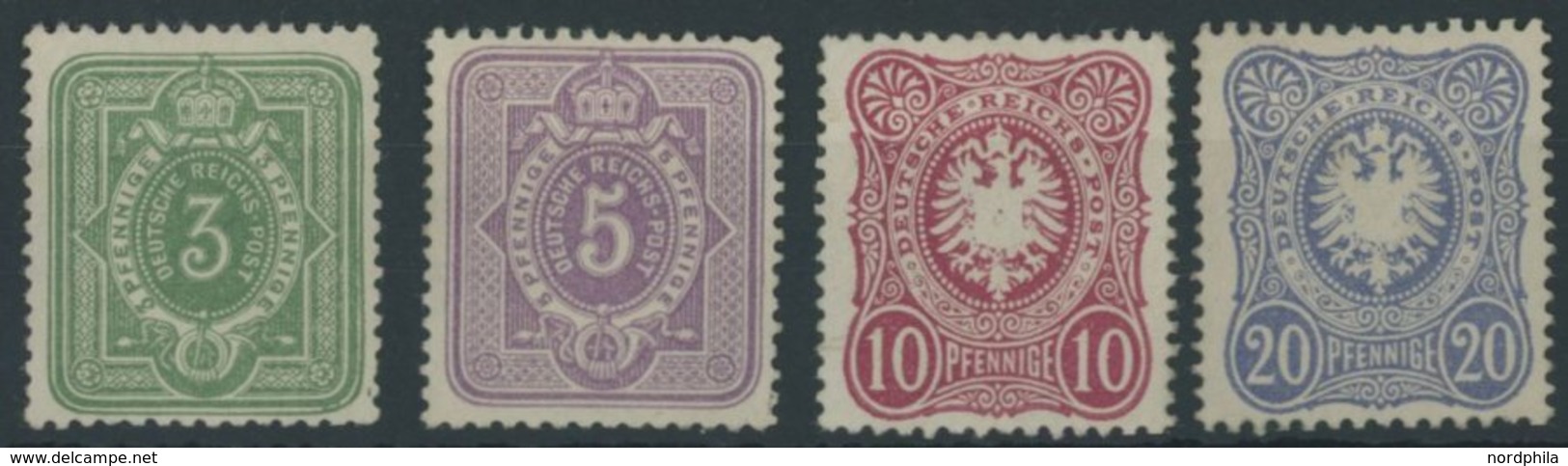 Dt. Reich 31-34a *, 1875, 3 - 20 Pfe., 4 Ungebrauchte Farbfrische Werte, Kleine Mängel, Feinst - Used Stamps