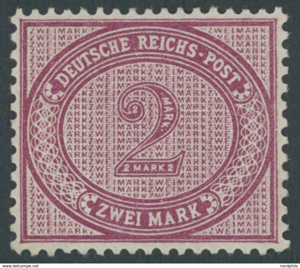 Dt. Reich 37e *, 1890, 2 M. Braunpurpur, Falzreste, Pracht, Mi. 100.- - Gebraucht