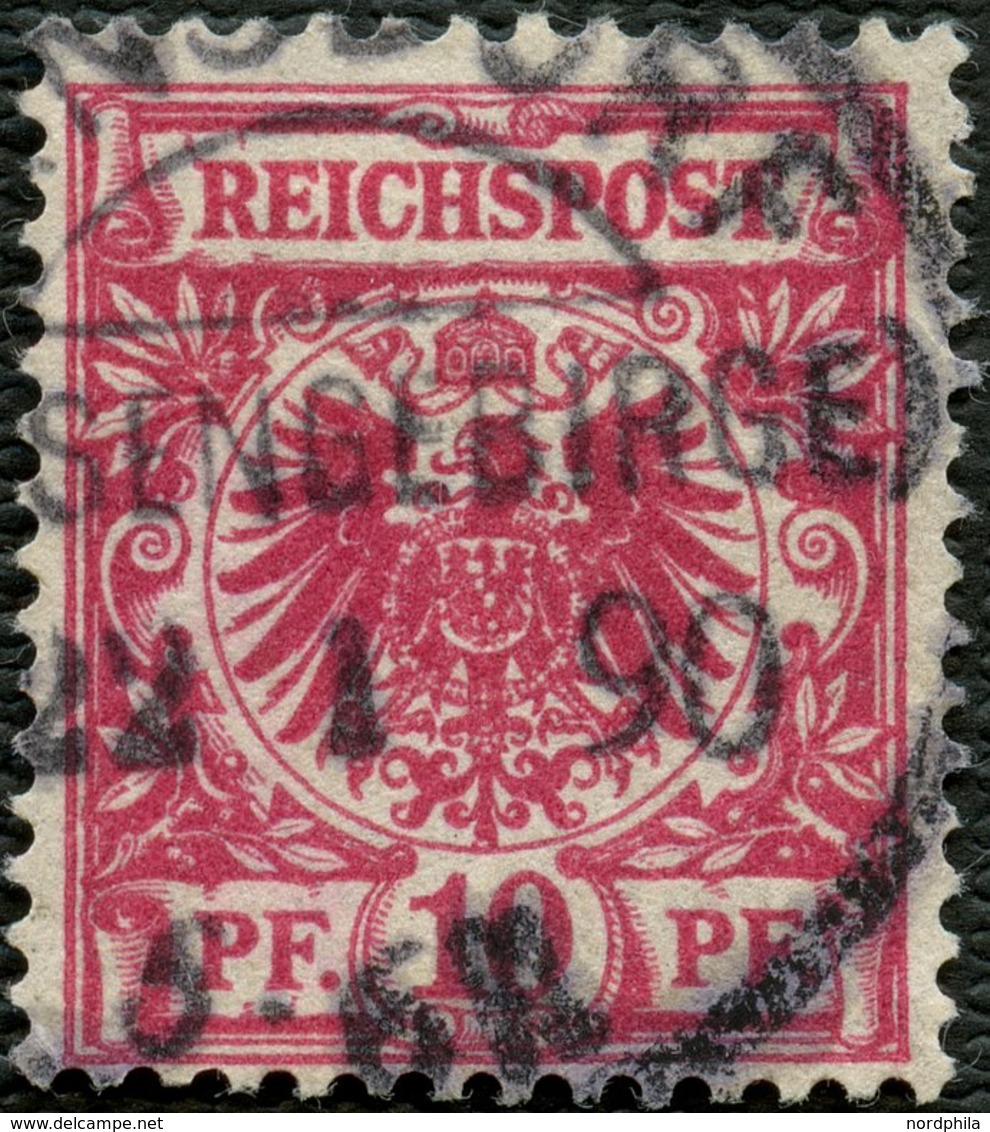 Dt. Reich 47aa O, 1889, 10 Pf. Lilakarmin, Pracht, Kurzbefund Wiegand, Mi. 100.- - Gebraucht