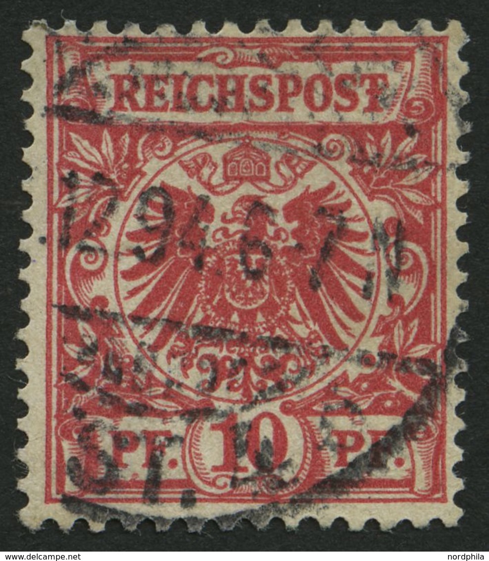 Dt. Reich 47cI O, 1893, 10 Pf. Bräunlichrot Mit Plattenfehler T Von Reichspost Mit Querbalken, Pracht, Gepr. Starauschek - Gebraucht