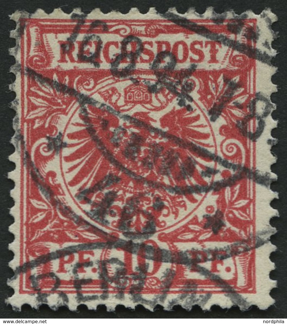 Dt. Reich 47I O, 1889, 10 Pf. Karmin Mit Plattenfehler T Von Reichspost Mit Querbalken, Normale Zähnung, Pracht, Mi. 60. - Usati