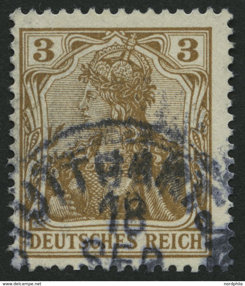 Dt. Reich 69b O, 1904, 3 Pf. Braunocker, Pracht, Gepr. Jäschke-L., Mi. 55.- - Altri & Non Classificati