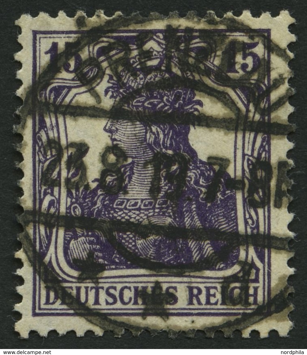 Dt. Reich 101c O, 1917, 15 Pf. Dunkelblauviolett, Pracht, Gepr. Infla, Mi. 200.- - Usati