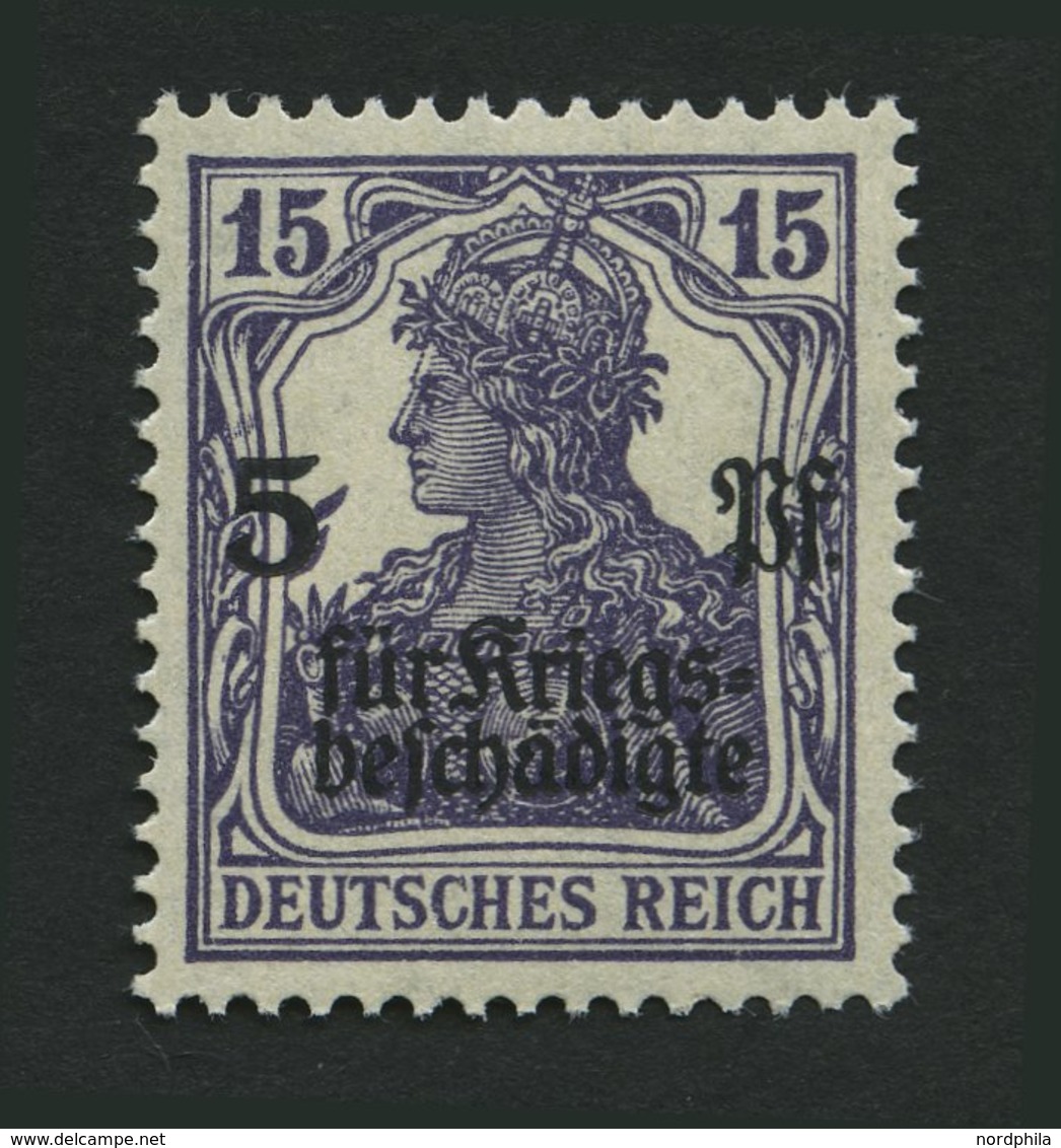 Dt. Reich 106b **, 1919, 15 Pf. Schwärzlichblauviolett Kriegsgeschädigte, Pracht, Gepr. Tworek, Mi. 60.- - Usati