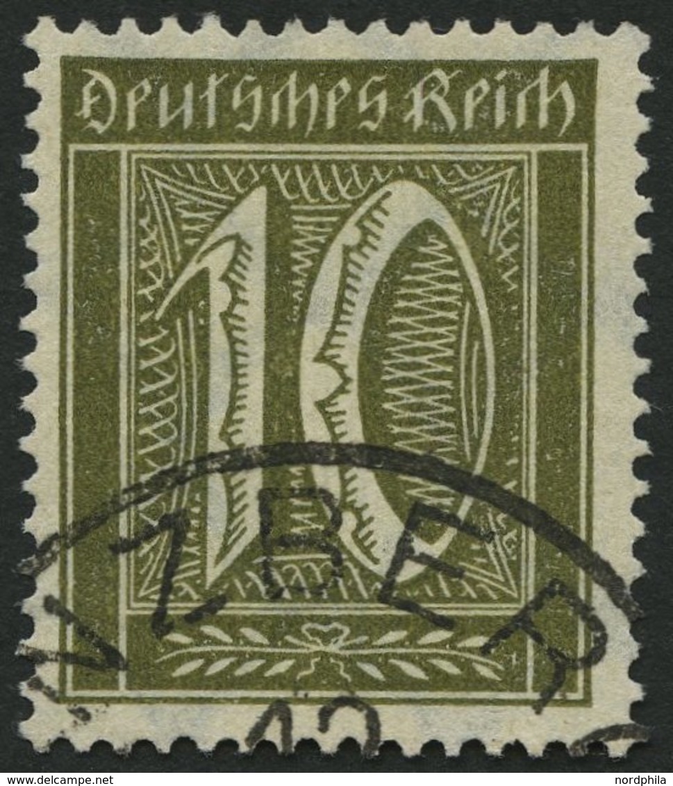 Dt. Reich 178 O, 1922, 10 Pf. Braunoliv, Wz. 2, Pracht, Fotobefund Weinbuch, Mi. 240.- - Oblitérés