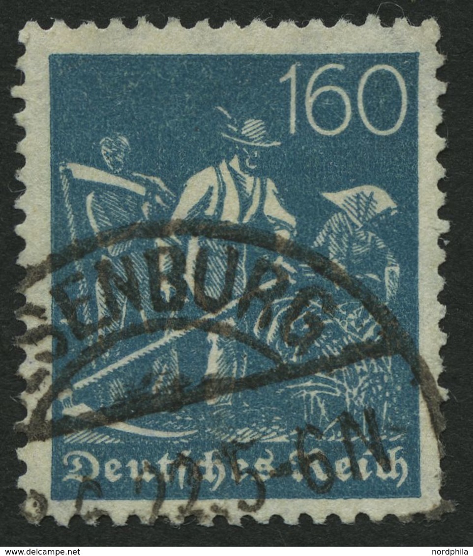 Dt. Reich 190 O, 1922, 160 Pf. Schwärzlichgrautürkis, Wz. 2, Feinst (kleiner Zahnfehler), Gepr. Dr. Düntsch, Mi. 220.- - Usati