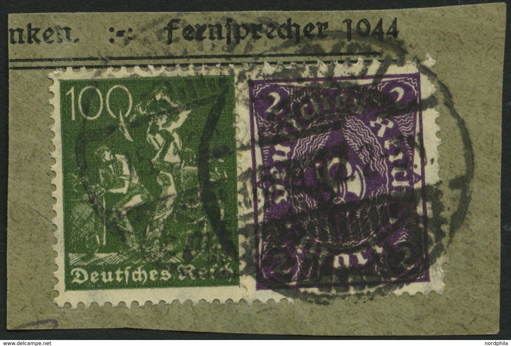 Dt. Reich 224b BrfStk, 1922, 2 M. Dunkelviolett Mit Zusatzfrankatur Auf Briefstück, Pracht, Gepr. Infla, Mi. 110.- - Gebraucht