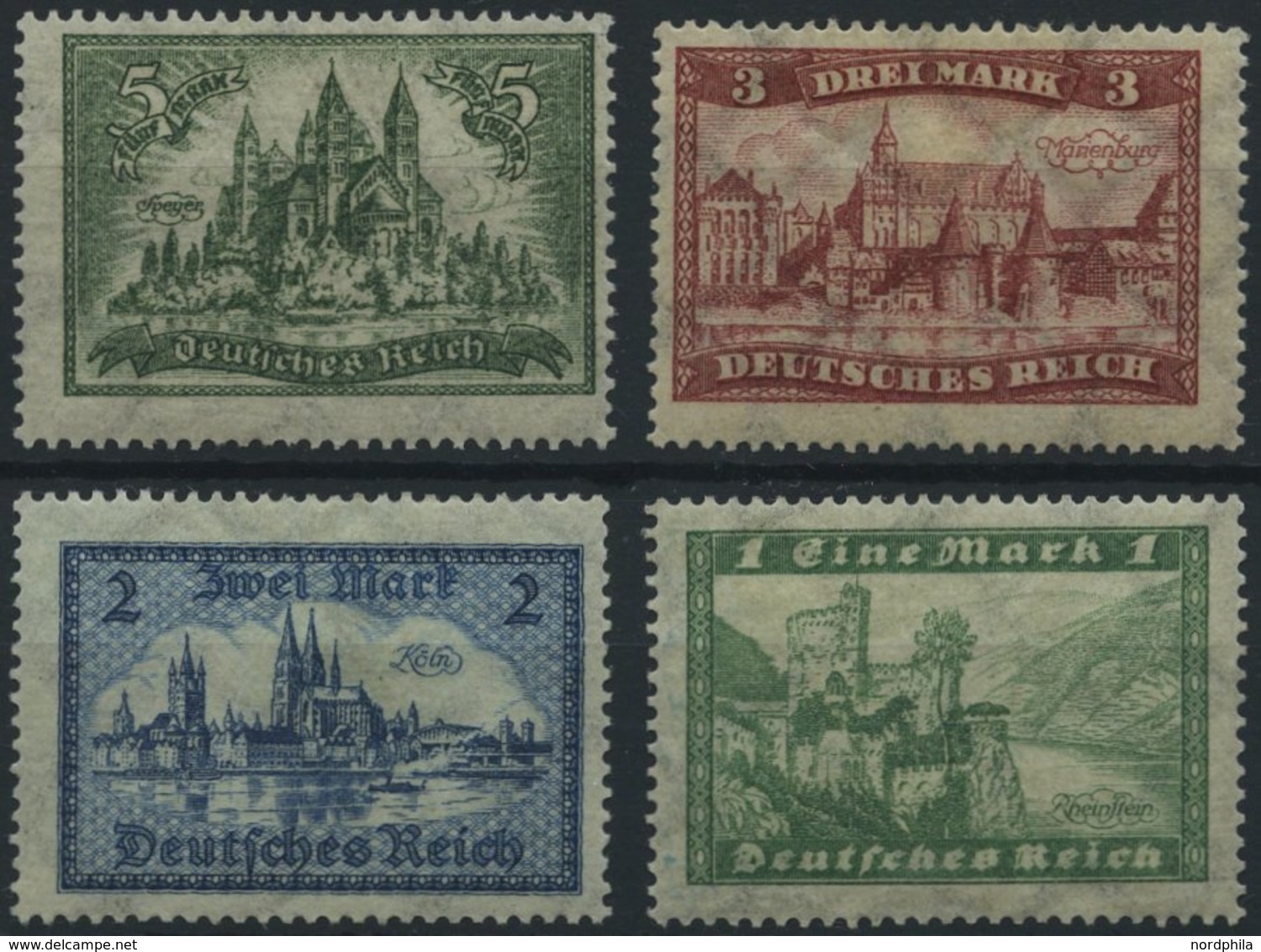 Dt. Reich 364-67 *, 1924, Bauwerke, Falzreste, Normale Zähnung, Prachtsatz, Mi. 100.- - Used Stamps