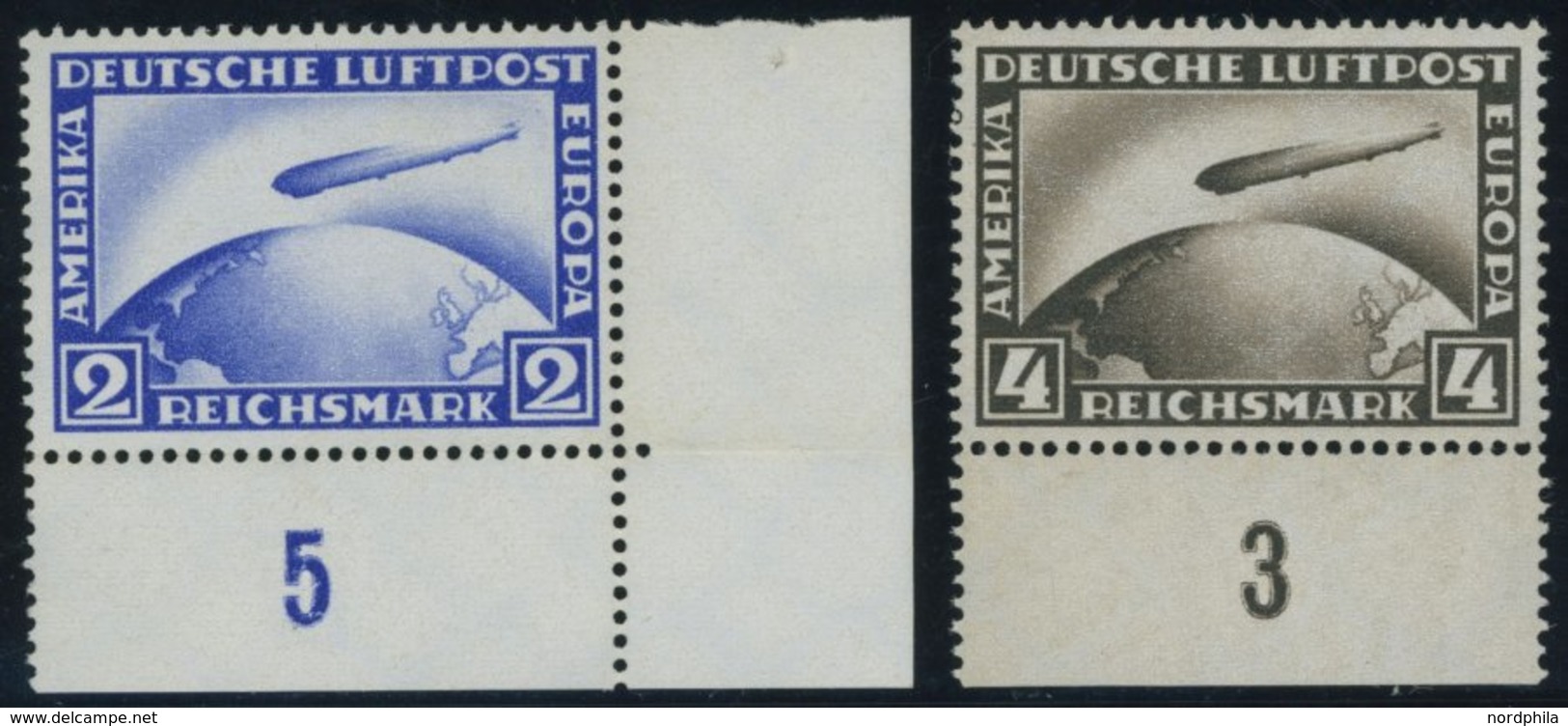 Dt. Reich 423/4 **, 1928, Graf Zeppelin, Feinst, Mi. 450.- - Oblitérés