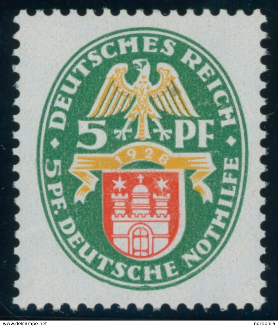 Dt. Reich 425X **, 1928, 5 Pf. Nothilfe, Wz. Stehend, Leichte, Wohl Herstellungsbedingte Knitterspur Sonst Postfrisch Pr - Usati