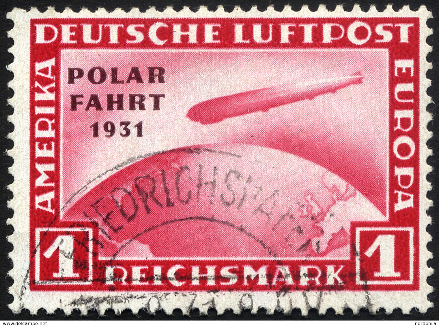 Dt. Reich 456I O, 1931, 1 RM Polarfahrt Mit Abart Ohne Bindestrich, Pracht, Signiert Lange, Mi. 1500.- - Usati