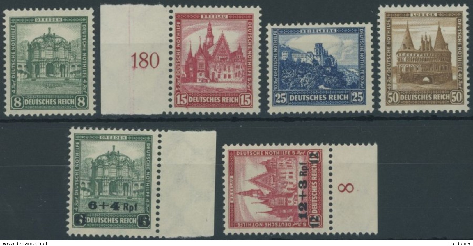 Dt. Reich 459-64 **, 1931/2, Nothilfe, 2 Prachtsätze, Mi. 298.- - Gebraucht