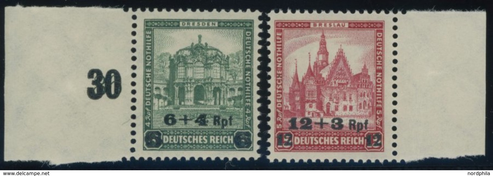 Dt. Reich 463/4 **, 1932, Nothilfe, Postfrischer Prachtsatz, Mi. 58.- - Gebraucht