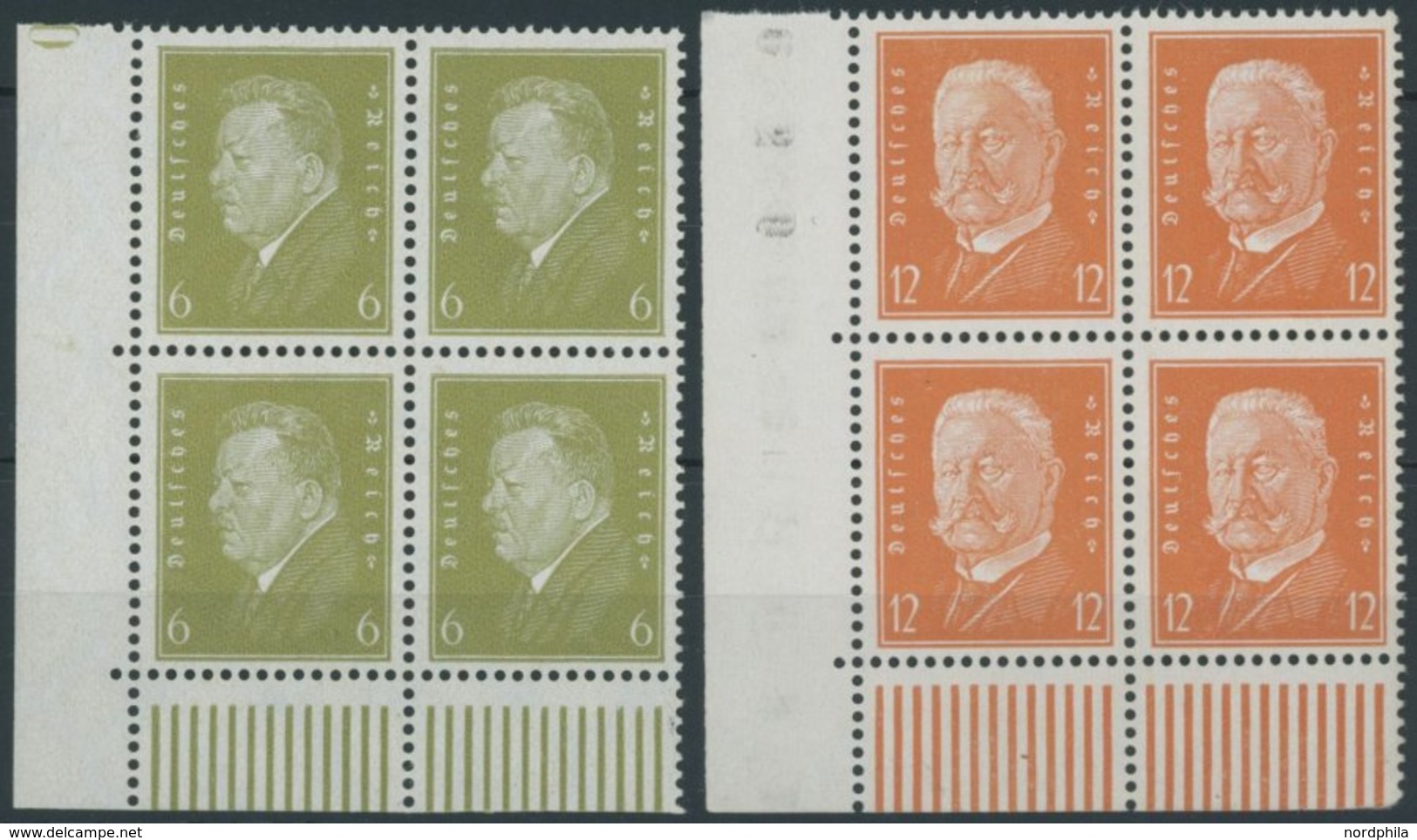 Dt. Reich 465/6 VB **, 1932, Reichspräsidenten In Linken Unteren Eckrandviererblocks, Postfrisch, Pracht, Mi. (120.-) - Usati