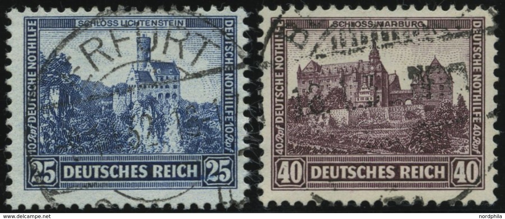 Dt. Reich 477/8 O, 1932, 25 Und 40 Pf. Nothilfe, 2 Prachtwerte, Mi. 109.- - Usati