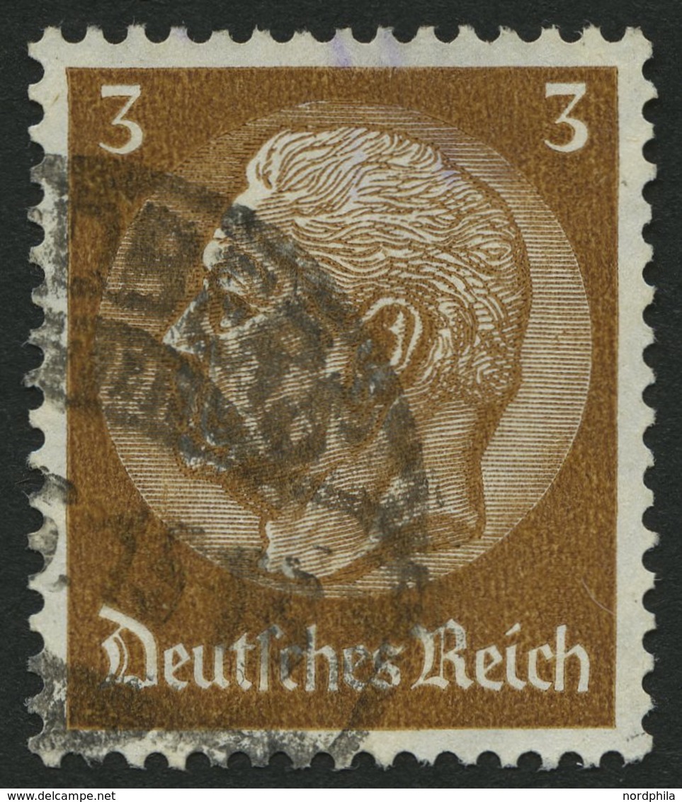 Dt. Reich 513Y O, 1933, 3 Pf. Hindenburg, Wz. Schenkel Nach Rechts, Pracht, R!, Fotoattest H.D. Schlegel, Mi. 1500.- - Autres & Non Classés