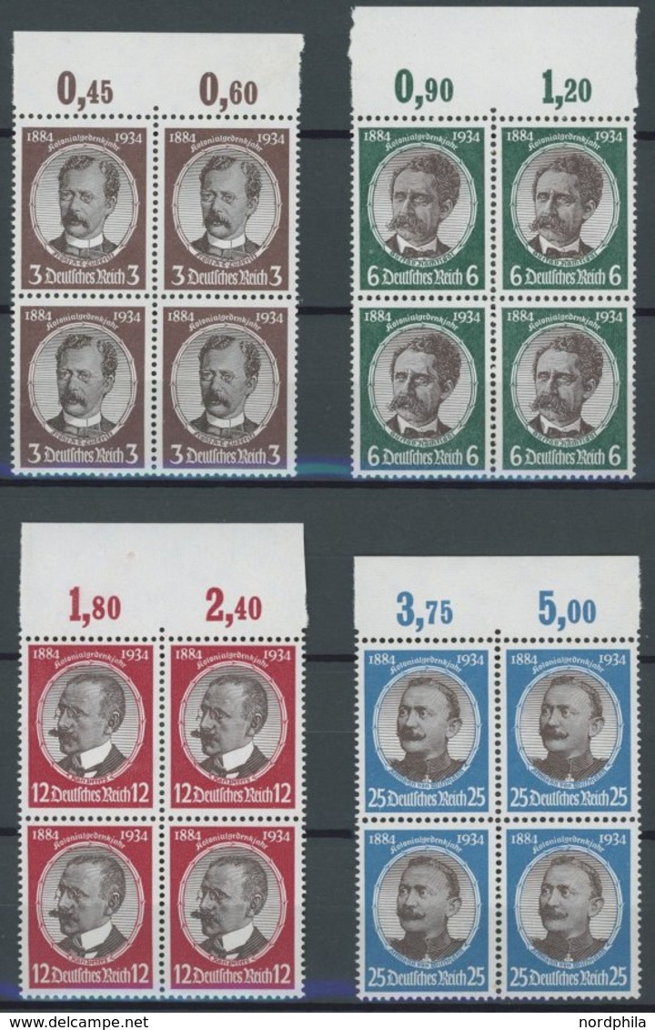 Dt. Reich 540-43 VB **, 1934, Kolonialforscher In Oberrandviererblocks, Postfrisch, Pracht, Mi. 760.- - Autres & Non Classés