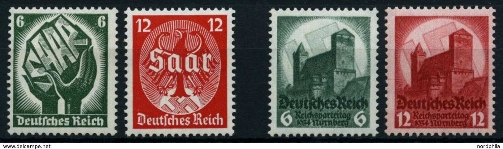 Dt. Reich 544-47 **, 1934, Saarabstimmung Und Reichsparteitag, 2 Prachtsätze, Mi. 175.- - Autres & Non Classés