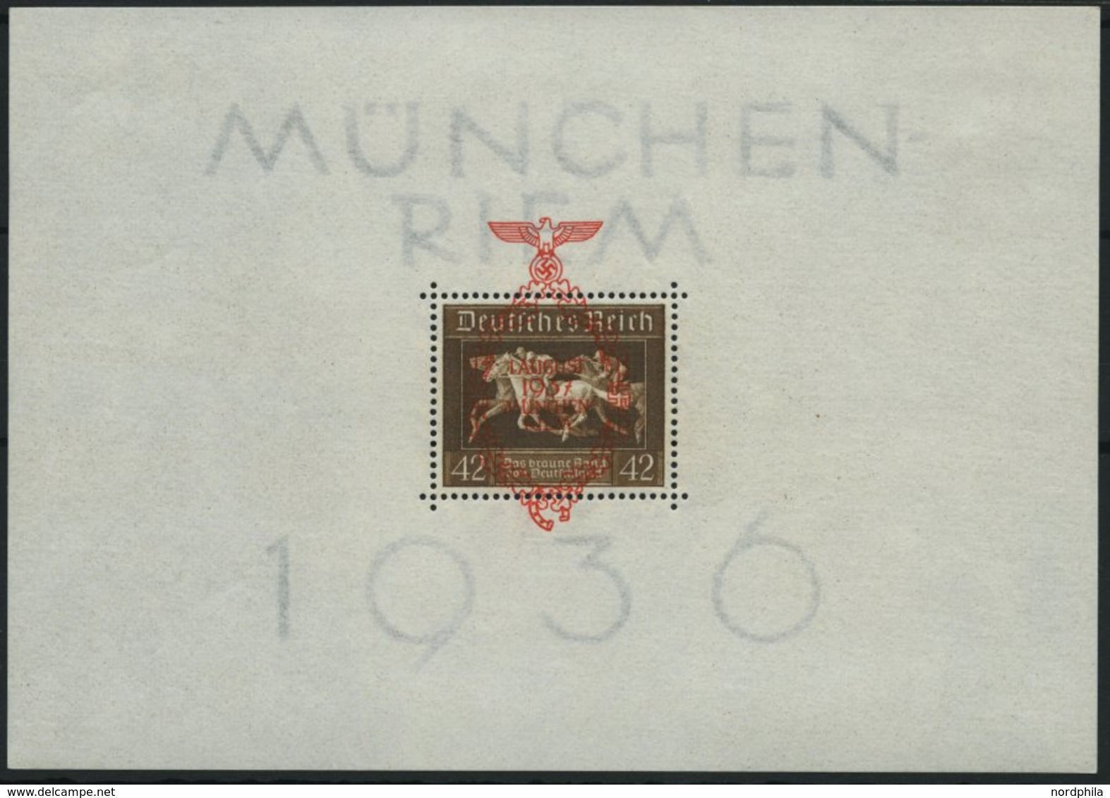 Dt. Reich Bl. 10 *, 1937, Block München-Riem, Einzelmarke Postfrisch, Pracht - Sonstige & Ohne Zuordnung