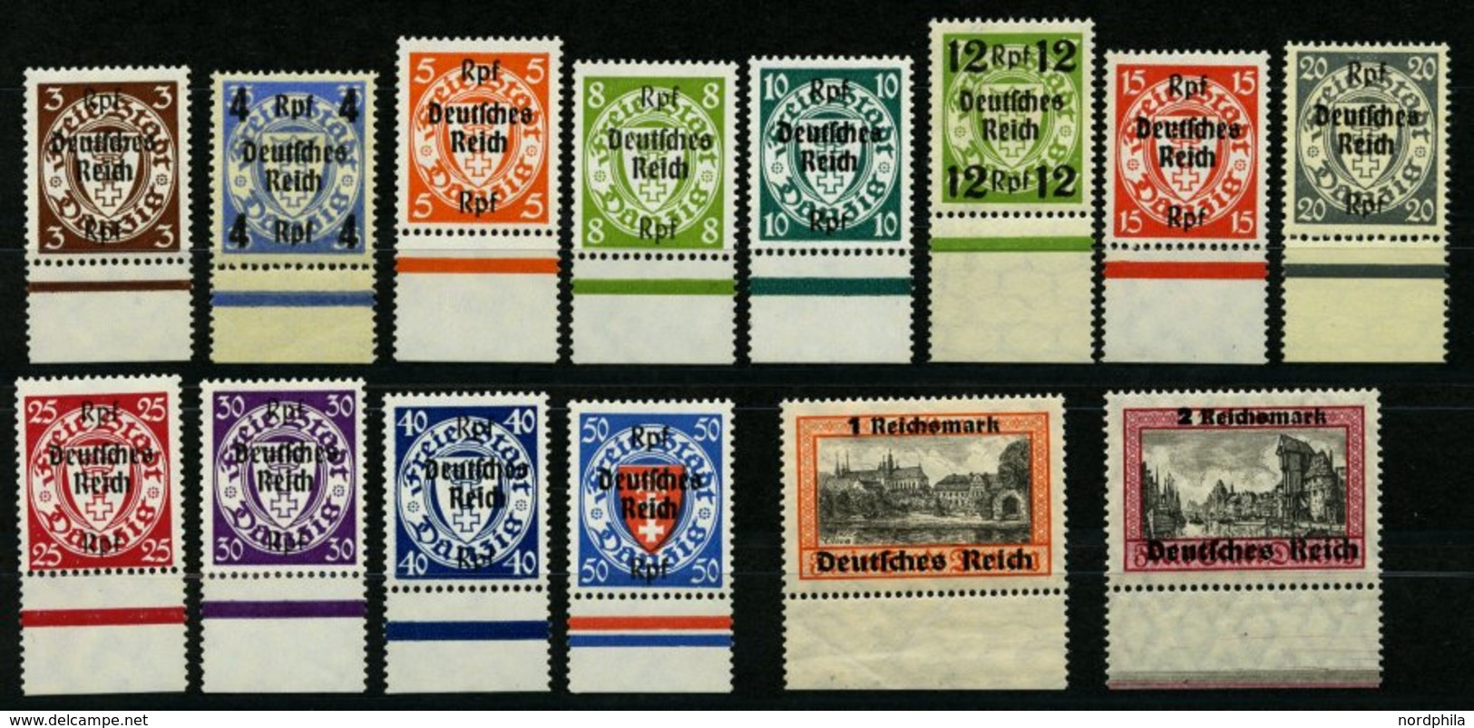 Dt. Reich 716-29 **, 1939, Danzig, Alle Vom Unterrand, Prachtsatz, Mi. (220.-) - Autres & Non Classés